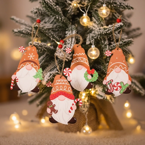 Addobbi Natalizi Appesi In Legno Omino Di Pan Di Zenzero E Ciondoli Di Gnomo Per Decorazione Festiva Festa