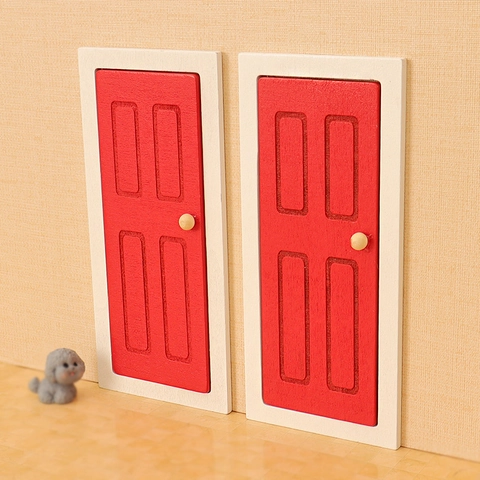 Porta Di Natale In Miniatura Casa Delle Bambole Legno Rosso Cornice Apribile DIY Micro Paesaggio Giardino Fatato Decorazione
