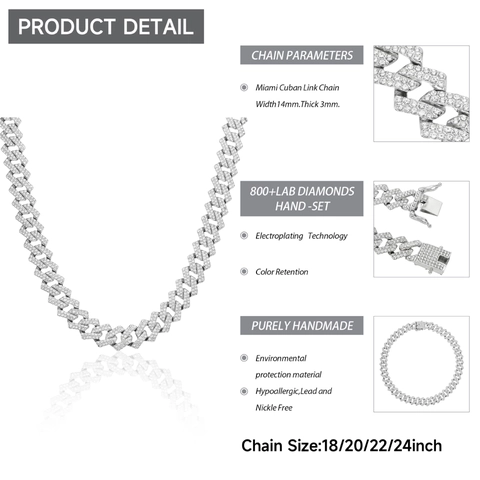 Collar Pulsera Cadena Cuban Link Aleación Diamantes De Imitación Iced Out Miami Hip Hop Joyería Para Hombres Mujeres