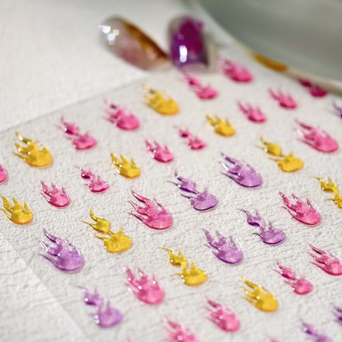 3D Flame Nail Art Stickers Metallic Bronzing Glitter Adhesive Decals Manicure Decoration DIY Beauty Tool For Girls