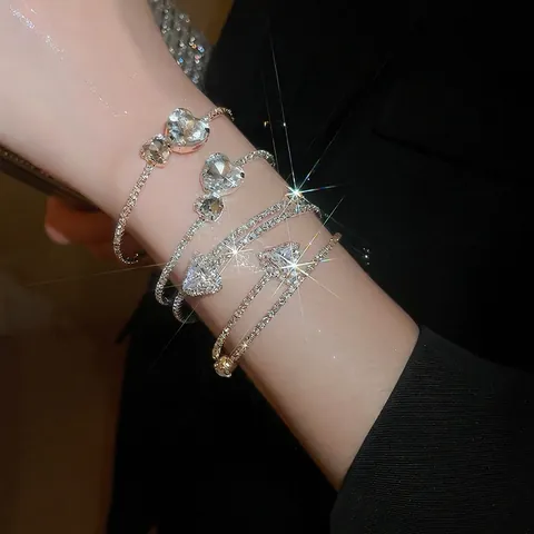 Open Armring Koperen Armband Met Zirkonia Geometrische Driehoek Luxe Mode Elegant Voor Vrouwen