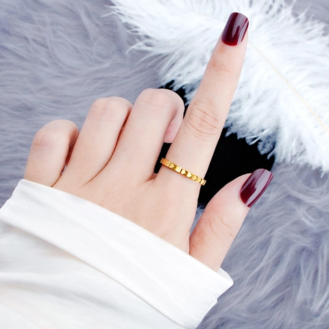 Herzmuster Ring 18K Vergoldeter Edelstahl Minimalistisch Herzring Poliertes Band Schmuck Für Damen