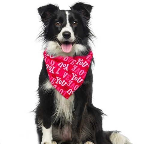 Valentine's Day Pet Bandana Polyester Heart Lip Print Holiday Scarf Triangle Bib For Dogs And Cats