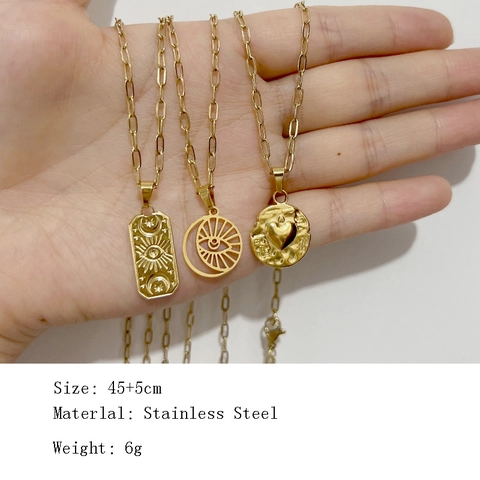 Collana Con Pendente A Cuore E Occhio Malvagio In Acciaio Inossidabile Placcato Oro Bohemien Catena A Graffetta