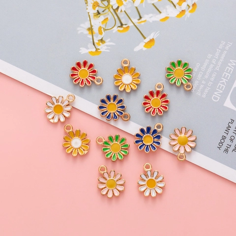 Pendentifs Marguerite Alliage Émail Breloques Pour Création De Bijoux DIY Bracelet Collier Boucles D'oreilles Accessoires