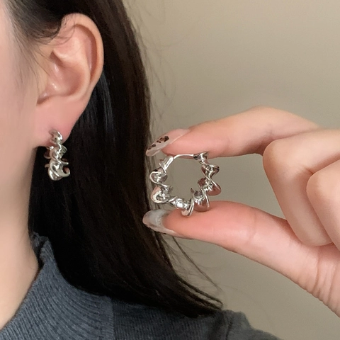 Orecchini a Cerchio Intrecciati Geometrici da Donna in Rame Placcato Oro 18K Minimalisti a Spirale Gioielli di Moda Quotidiana