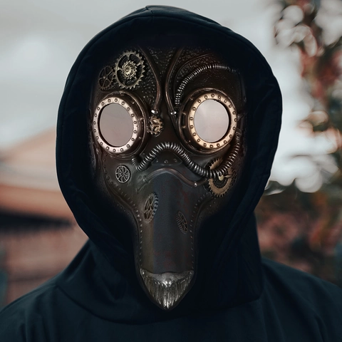 Masque de Docteur de la Peste Steampunk Accessoires de Cosplay Halloween Masque à Bec Engrenage Rétro pour Fête Adultes