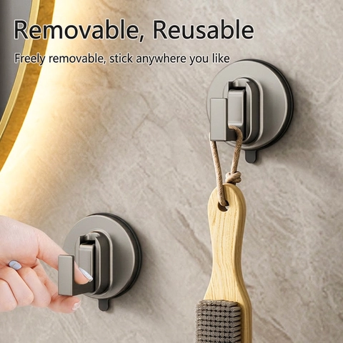 Suction Cup Hook Vacuum No Drill Space Aluminum ABS Strong Adhesive Waterproof Removable Wall Mounted Bathroom Kitchen