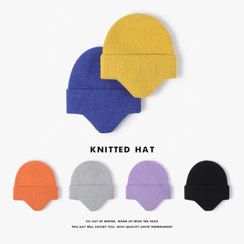 Bonnet En Maille Avec Cache-Oreilles Fausse Fourrure De Lapin Hiver Épais Chaud Extérieur Coupe-Vent Femme