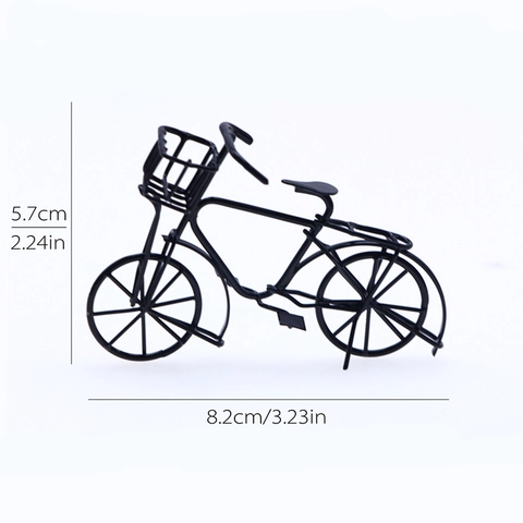 Miniature Bicycle Model Vintage Metal Iron Wire Retro Single Bike Dollhouse Micro Landscape Decor Photography Props Black