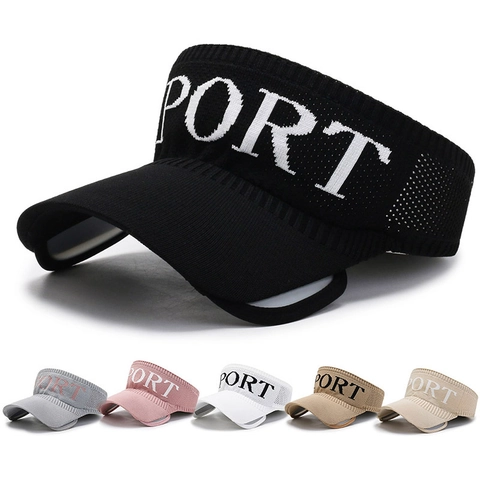 Visera De Punto Transpirable Sin Top Deporte Letra Aire Libre Correr Tenis Golf Verano Sombreado Para Mujeres Hombres