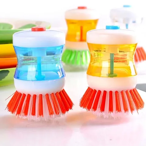 Zeepdispenser Afwasborstel Automatische Vloeibare Scrubber Voor Keuken Pot Pan Reiniging Nylon Borstelharen Transparante Handgreep