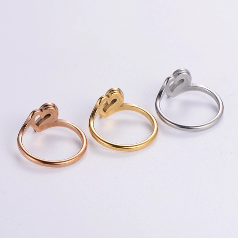 Anillo En Forma De Corazón Con Circón Incrustado Acero Inoxidable 316L Galvanizado Moda Joyería Creativa Retro Para Mujer Elegante