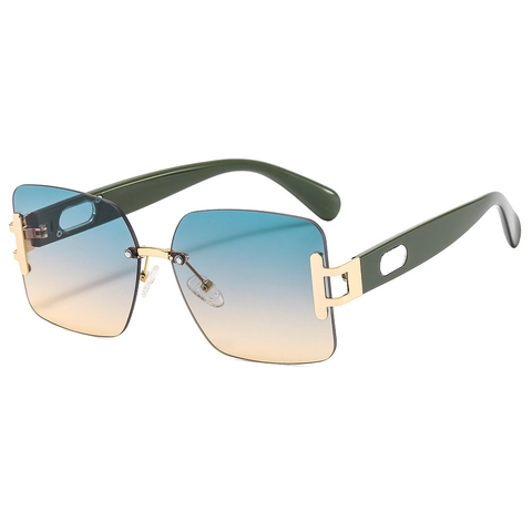 Gafas De Sol Cuadradas Sin Montura Montura De Metal Lentes Degradadas Protección UV400 Moda Oversized Para Mujeres Hombres