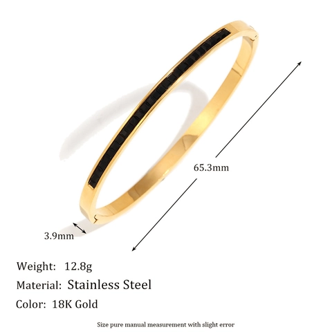 Roestvrijstalen Bangle 18K Verguld Dun Scharnierend Armband Met Vierkante Zirkonia Voor Dames Minimalistische Mode