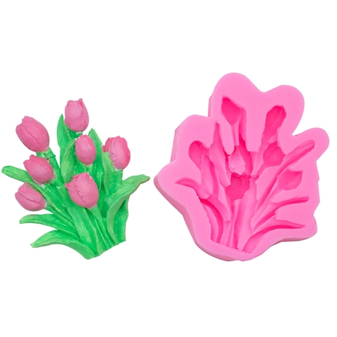 Tulip Flower Bouquet Silicone Mold For Cake Decorating Fondant Handmade Soap Aromatherapy Plaster 3D Relief DIY Craft