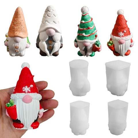 Christmas Gnome Silicone Mold 3D Faceless Santa Claus DIY Aromatherapy Candle Plaster Ornament Craft Making Tool