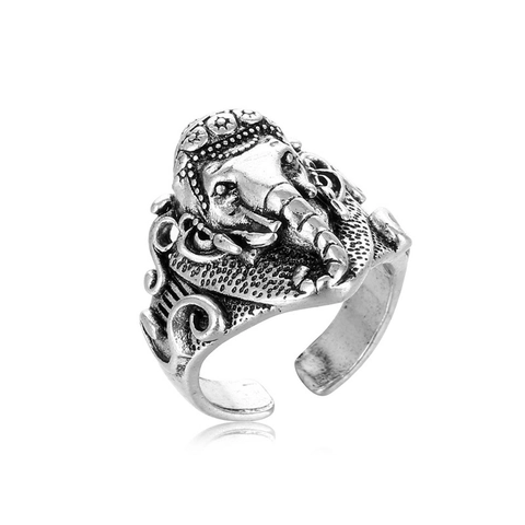 Anillos De Aleación Punk Góticos Vintage Para Hombre Banda Abierta Ajustable Color Plata Retro Joyería Hip Hop
