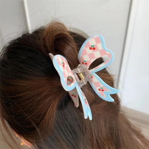 Molletta Per Capelli Farfalla Acrilico Dolce Stampa Ciliegia Floreale Fiocco Squalo Accessorio Capelli Donne Ragazze