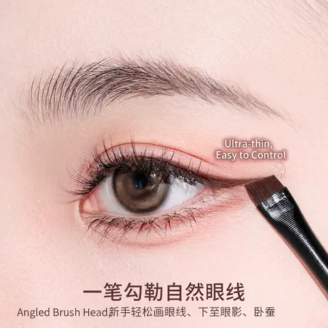Ultra Dunne Mes Eyeliner Kwast Synthetische Vezel Schuine Wenkbrauwborstel Make-up Tool Voor Precisie Oogmake-up Zwart