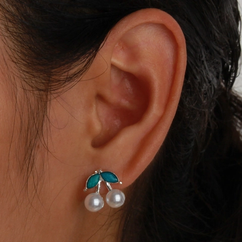 Χαριτωμένα Σκουλαρίκια Κεράσι 3D Για Γυναίκες Κράμα Ρητίνη Γλυκό Κόκκινο Λευκό Φρούτο Κοσμήματα