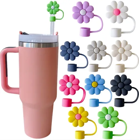 Daisy Straw Covers Cloud Mushroom PVC Dustproof Cap For Stanley Tumbler Reusable Drinkware Accessory Cute Floral Animal