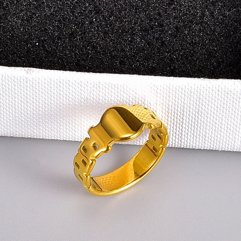 Exaggerated Wide Stainless Steel Heart Ring For Women Minimalist Geometric Hollow Band Ring 18K Gold Plated Jewelry