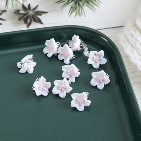 Mini Bloem Haarclips Hars Kleine Florale Vlechtspelden Zoete Styling Hoofddeksel Accessoires Voor Meisjes Wit Roze