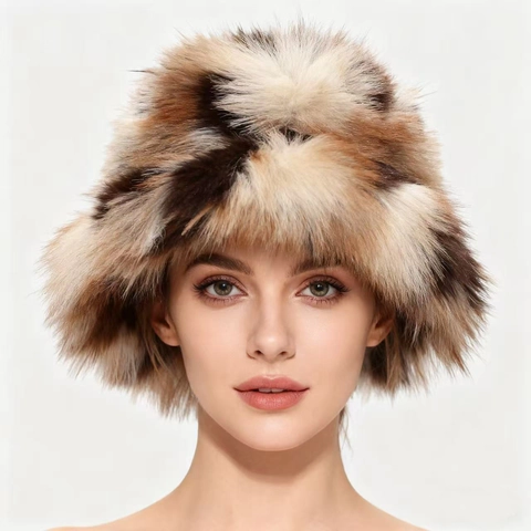 Gorro De Pescador De Piel Sintética Para Mujer Invierno Cálido Cortavientos Estampado De Leopardo Peluche Largo Grueso Exterior
