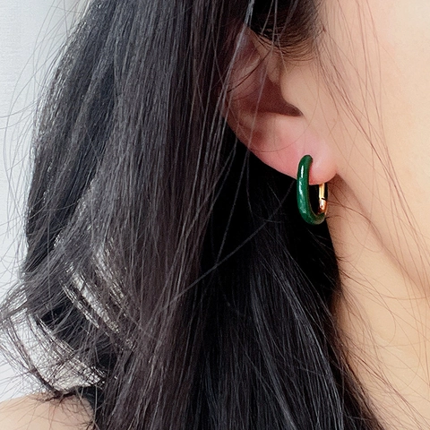 Orecchini A Cerchio A Forma Di U In Acciaio Al Titanio Placcato Oro 18 Carati Smalto Gioielli Geometrici Minimalisti Per Donne