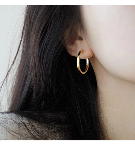Boucles d'Oreilles Anneaux Minimalistes Style Français Cuivre Cercle Géométrique Plaqués Or Argent Bijoux pour Femmes Accessoires