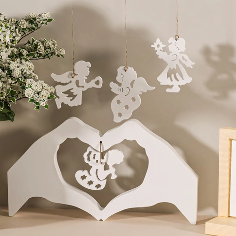 Heart Hand Gesture Angel Pendant Silicone Mold DIY Resin Casting Gypsum Plaster Craft Home Decoration Ornament