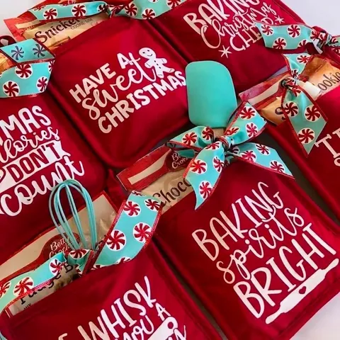 Presine Di Natale Tessuto Trapuntato Resistente Al Calore Con Tasca Anello Per Appenderle Rosso Festivo Cucina Vacanze Stampa Slogan
