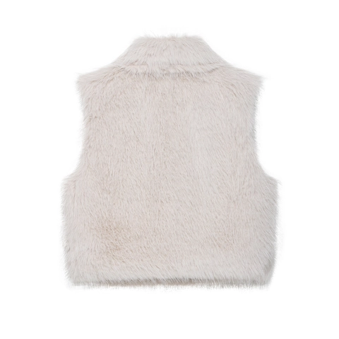 Faux Fur Vest Sleeveless Waistcoat Lapel Collar Short Jacket Fluffy Plush Outerwear For Women