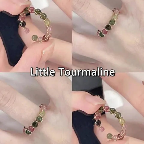 Handgefertigter Bunter Edelsteinperlen Ring Metalldraht Verstellbar Offen Mode Nischenschmuck Für Damen