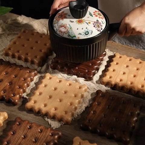 Posavasos De Madera Maciza Forma De Galleta Flor Rompecabezas Almohadillas Aislantes Resistentes Al Calor Nogal Negro Haya