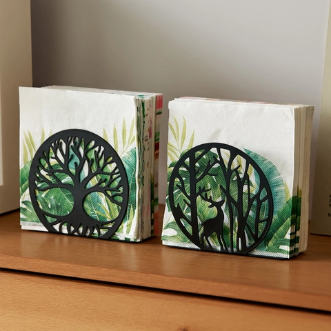 Porte Serviette Métallique Arbre Vie Cerf Design Support Papier Fer Organisateur Bureau Décoration Table Cuisine Luxe