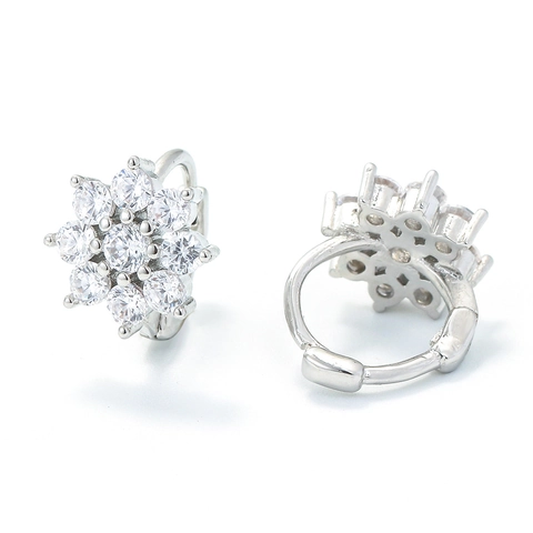 Orecchini A Cerchio Con Girasole In Zircone Rame Placcato Oro Fiore Geometrico Moda Minimalista Per Donna