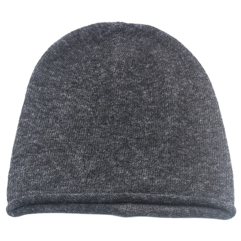Gorro De Punto Mujer Invierno Cálido Mezcla Pelo De Conejo Acrílico Borde Enrollado Casquete Cortaviento Color Sólido