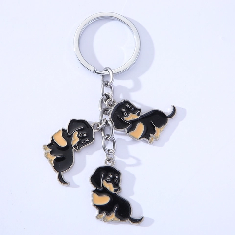 Metal Dachshund Dog Keychain Enamel Puppy Key Ring Bag Pendant Charm Decoration Gift For Pet Lovers I Love Dogs Heart Bone Paw