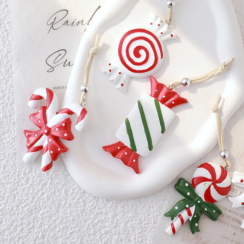 Resin Weihnachten Süßigkeiten Hängende Ornamente Bunte Lutscher Zuckerstangen Formen Festliche Feiertagsbaum Party Dekorationen