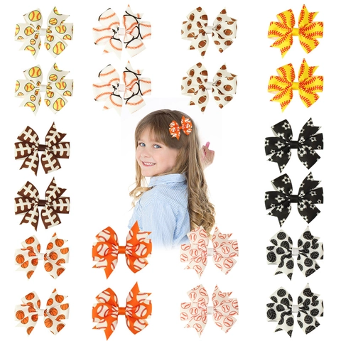 Pinzas Para El Pelo Con Lazo Niñas Niños Cinta De Grosgrain Patrón Deporte Béisbol Baloncesto Fútbol Hecho A Mano