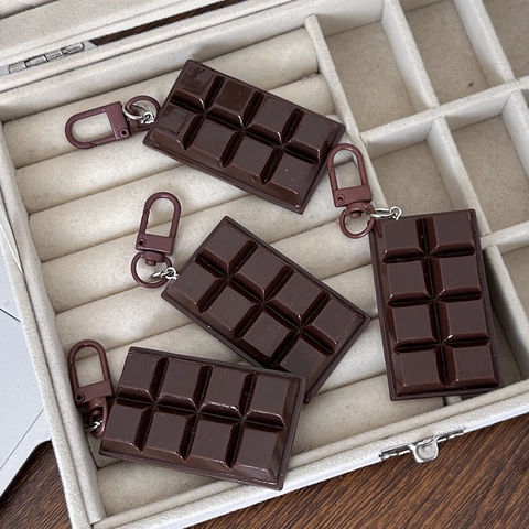 Simulazione Cioccolato Blocco Portachiavi Resina Forma Di Cibo Realistico Fascino Della Borsa Portachiavi Creativo