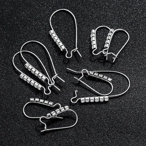 Stainless Steel Earring Hooks With Rhinestone Crystal DIY Jewelry Making Findings Ear Wires Geometric Elegant