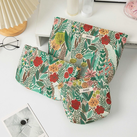 Vintage Floral Embroidery Makeup Bag Large Capacity Portable Travel Toiletry Pouch Jacquard Fabric Organizer For Women