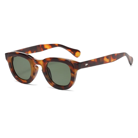 Oval Retro Sunglasses For Women Men Plastic Frame PC Lens UV400 Protection Thick Frame Rivet Decoration Fashion Eyewear