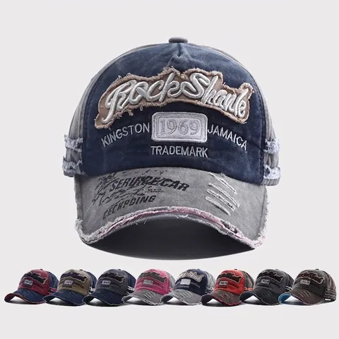 Vintage Baseball Kappe Gewaschene Baumwolle Distressed Zerrissen Stickerei Patchwork Verstellbar Sonnenhut Streetwear