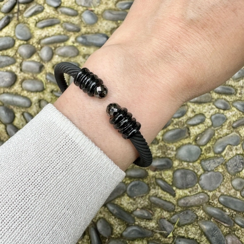 Minimalistisches Armreif Mit Gedrehtem Kabel Für Damen Matte Bunte Perlen Eingelegte Strass Offene Manschette Mode Schmuck Geschenk