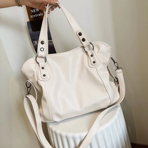 Women Large Capacity PU Leather Crossbody Bag Pebble Texture Tote Shoulder Bag With Adjustable Strap Casual Daily