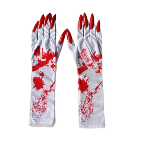 Halloween Kostüm Handschuhe Und Strümpfe Horror Blutig Skelett Druck Gruselig Lange Scharfe Krallen Spuk Party Cosplay Zubehör Erwachsen